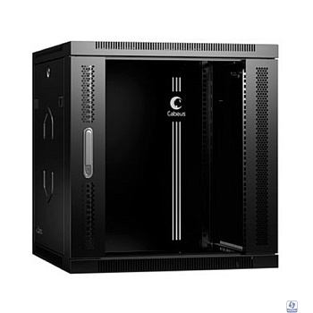 Cabeus SH-05F-12U60/35-R-BK Шкаф телекоммуникационный настенный разобранный 19" 12U 600x350x635mm (ШхГхВ) дверь стекло, цвет черный (RAL 9004)