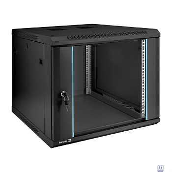 Exegate EX298608RUS Шкаф телекоммуникационный 19" настенный 9U ExeGate EC-WM-9U.600.G.BLACK (19”, 9U, 600x600x500mm (ШхГхВ), передняя дверь закаленное стекло, съемные боковые панели, пыле- и влагозащи