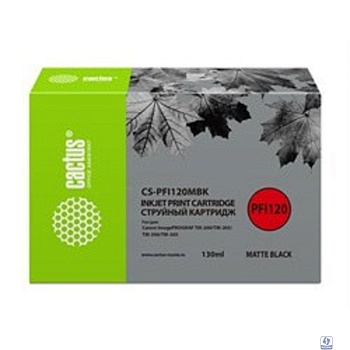Картридж струйный Cactus CS-PFI120MBK черный матовый (130мл) для Canon imagePROGRAF TM-200/TM-205/TM-300/TM-305
