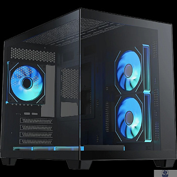 Корпус XASTRA QW500M 6ARGB-C10-UC Black mATX/Aquarium/Screewless/ 6x120mm ARGB PWM FM fans/Argb+PWM HUB 10port/Type-C/ QW500M-6FM12A-C10-UC