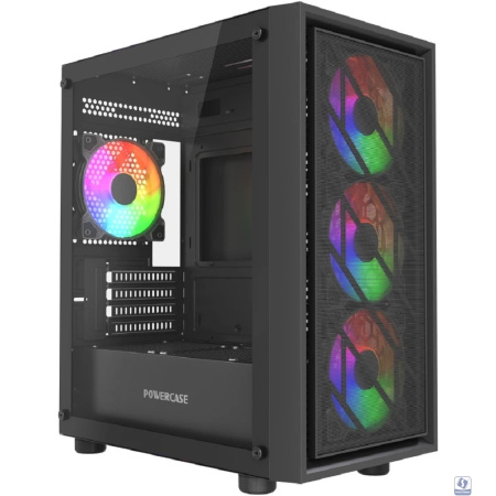 Powercase Mistral Micro EM16, Tempered Glass, 4x120mm FRGB fan, чёрный, mATX  (CMMEM16B-L4)
