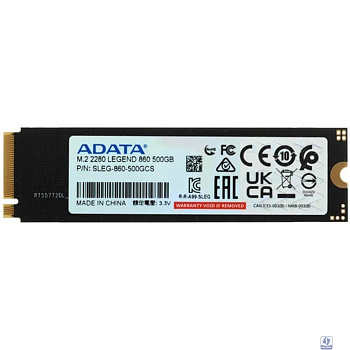 A-DATA SSD 500GB LEGEND 860 SLEG-860-500GCS PCI-E 4.0 x4, up to 5000/3000Mbs, 3D NAND, 160TBW, NVMe 1.4, 22x80mm, радиатор