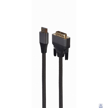 Кабель HDMI-DVI Cablexpert CC-HDMI-DVI-4K-6, 19M/19M, single link, 4K, медь, нейлоновая оплетка, метал.разъемы, 1.8м, черный, коробка