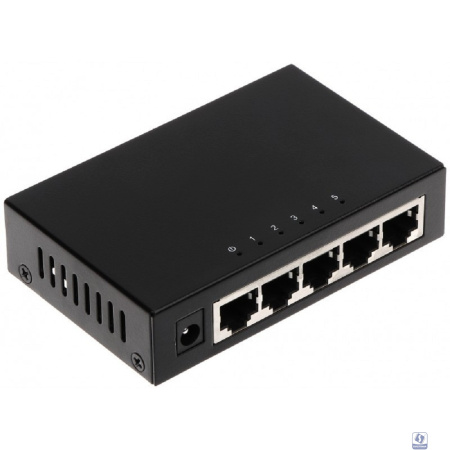 DAHUA DH-PFS3005-5GT 5-портовый гигабитный неуправляемый коммутатор, 5xRJ45 1Gb, коммутация 10 Гбит/с, MAC-таблица 2К, металл