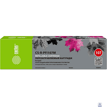 Картридж перезаправляемый струйный Cactus CS-R-PFI107M пурпурный для Canon imageProGRAF iPF670/680/685/770/780/785 без чипа
