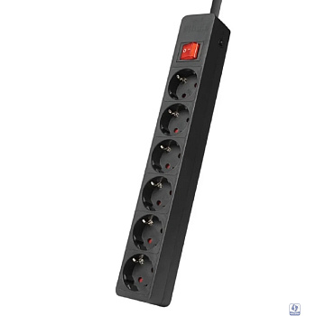 Filum Сетевой фильтр FL-SP6-3.0M-16, 4000 Вт., 6 розеток, защитные шторки, шнур 3.0 м., черный 