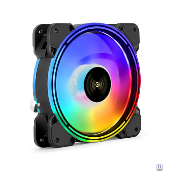 Exegate EX295963RUS Вентилятор 12В DC с подсветкой ExeGate EX12025HM3PM.FRGB.7O5CSU (120x120x25 мм, Hydraulic bearing (гидродинамический), 3pin+Molex, FRGB подсветка, 24dBA)