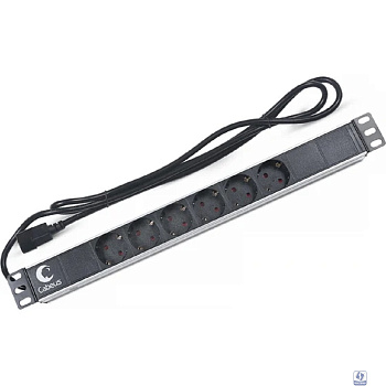 Cabeus PDU-6P-2IEC Блок евророзеток для 19" шкафов, горизонтальный, 6 розеток, 10 A, без выключателя, алюминиевый корпус, шнур 2 м, вилка IEC 320 C14