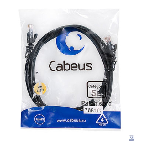 Cabeus PC-UTP-RJ45-Cat.5e-2m-BK Патч-корд UTP, категория 5e, 2 м, неэкранированный, черный