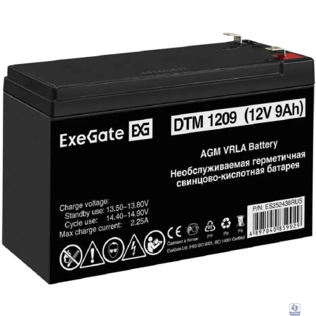 Exegate ES252438RUS Аккумуляторная батарея DTM 1209 (12V 9Ah, клеммы F1)