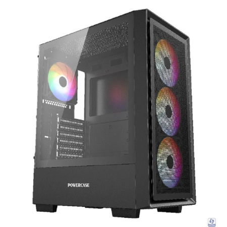 Powercase Mistral AY4B ARGB, Tempered Glass, 4x 120mm ARGB Fans, чёрный, ATX  (CMAYB-A4)