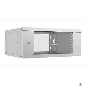 Cabeus WSC-05D-4U55/45 Шкаф телекоммуникационный настенный 19" 4U, серия LIGHT разборный, дверь стекло, цвет серый