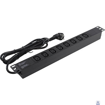 Exegate EX280855RUS Блок розеток ExeGate ServerPro PDU-19H809 Al-8C13-EU2.5, 19",1U,алюм, 8 IEC 320 C13, евровилка, 2.5м