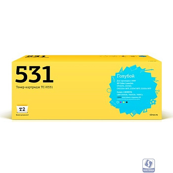 T2 CC531A Картридж (TC-H531) для CP2025n/CP2025dn/CM2320n MFP/CM2320nf MFP, голубой,с чипом