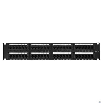 Патч-панель 19" NEOMAX [NM-PP-2U48P-UC5E-D-108-BK] 2U, 48 портов, кат.5E, UTP, Dual IDC, цвет черный