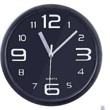 Perfeo Настенные часы "PF-WC-001", круглые д. 20 см, чёрный корпус / чёрный циферблат
