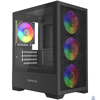 Powercase Mistral Micro B315, Tempered Glass, 4x 120mm ARGB PWM Fan, чёрный, mATX  (CMMB315-A4)