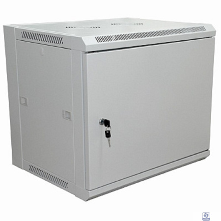 Rexant (04-2210) Шкаф настенный 19" 6U 600х450х370мм (ШхГхВ) - передняя дверь металл, боковые стенки съемные (разобранный), RAL 7035 PRO