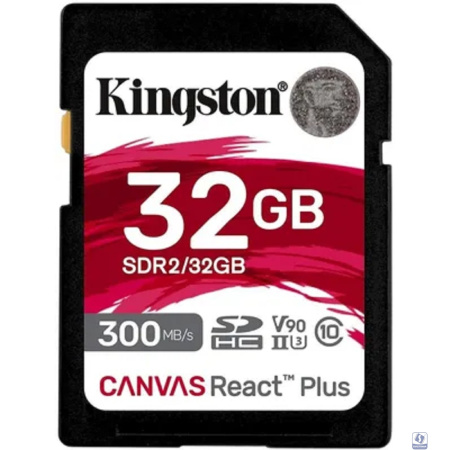 SecureDigital 32GB Kingston SDHC, UHS-I Class U3 V90, чтение: 300Мб/с, запись: 260Мб/с <SDR2/32GB>