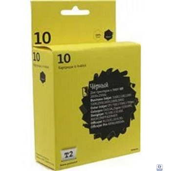 T2 C4844A Картридж №10 (IC-H4844) для HP 2000c/Business InkJet 1200/2200/2600/2800/3000/Pro K850/DesignJet 500, черный, 1400 стр.