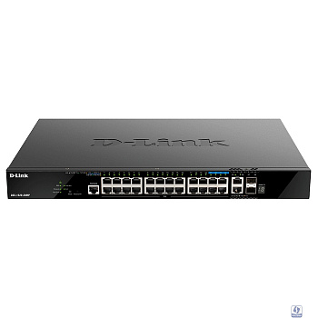 D-Link DGS-1520-28MP/A1A Управляемый L3 стекируемый коммутатор с 20 портами 10/100/1000Base-T, 4 портами 100/1000/2.5GBase-T, 2 портами 10GBase-T и 2 портами 10GBase-X SFP+ (PoE-бюджет 370 Вт)