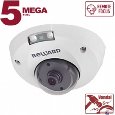 BEWARD B5320DMR Купольная IP-камера 5 Мп, 1/2.8'' КМОП SONY Starvis, 0.006 лк (день)/0.003 лк (ночь), 2xWDR, Н.265/Н.264/MJPEG, 2592?1944, 25 к/с, объектив 2.8/3.6/6/8/12/16 мм на выбор