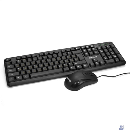 Exegate EX286204RUS Комплект ExeGate Professional Standard Combo MK120 (клавиатура влагозащищенная 104кл.+ мышь оптическая 1000dpi,3 кнопки и колесо прокрутки; USB,длина кабелей 1,5м,черный,ColorBox) 