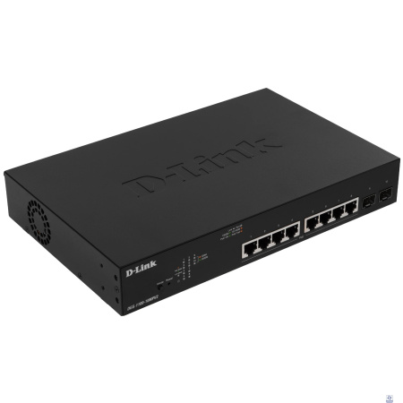 D-Link DGS-1100-10MPV2/A3A Настраиваемый L2 коммутатор с 8 портами 10/100/1000Base-T и 2 портами 1000Base-X SFP (8 портов PoE 802.3af/at, PoE-бюджет 130 Вт)