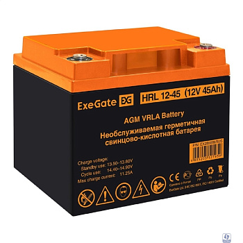 Exegate EX285666RUS Аккумуляторная батарея ExeGate HRL 12-45 (12V 45Ah, под болт М6)