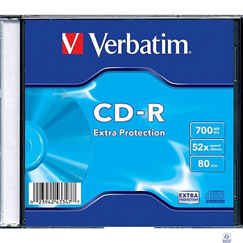 Verbatim Диски CD-R 700Mb 80 min 48-х/52-х (Slim case)[43347] (отпускать по штучно)