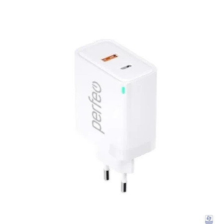 PERFEO Сетевое зарядное устройство с двумя разъемами USB-A+TYPE-C, GaN, 45W, белый (I4663)