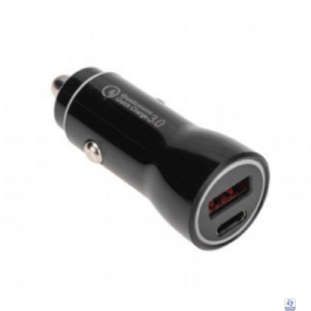 Rexant (18-1200) Автозарядка в прикуриватель АЗУ USB-A (QC 3.0)+USB-C (PD), 38Вт черная