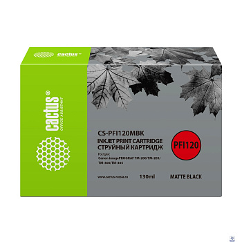 Картридж струйный Cactus CS-PFI120MBK черный матовый (130мл) для Canon imagePROGRAF TM-200/TM-205/TM-300/TM-305