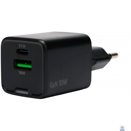 Cablexpert зарядное устройство 30Вт GaN, 3А, QC4.0/PD, 1xUSB, 1xType-C, черный, пакет (MP3A-PC-64)