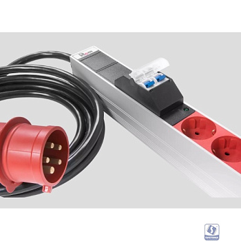 REM Верт блок розеток Rem-3x32, 3 фазы 32A, 6 авт, инд, 30 S, 2100 мм, IEC 309, шнур 3 м (R-3x32-30S-A-I-2100-3-3PN)