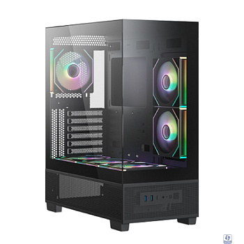 XASTRA Корпус Q500 3ARGB-C10 Black E-ATX/Aquarium/Screewless/ 3x120mm ARGB PWM FM fans/Argb+PWM HUB 10port/ Q500-3FM12A-C10