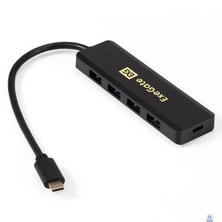 Exegate EX293986RUS USB-Хаб (концентратор) ExeGate DUB-4CP/1 (кабель-адаптер USB Type C --> 4xUSB3.0, Plug&Play, черный)