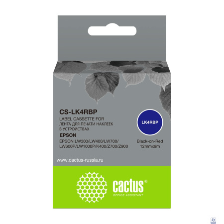 Картридж ленточный Cactus CS-LK4RBP черный для Epson LW300/LW400/LW700/LW600P/LW1000P