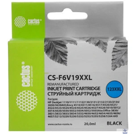 Картридж струйный Cactus CS-F6V19XXL черный (1000стр.) (20мл) для HP DeskJet 1110/1111/1112/2130