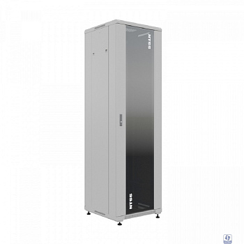 NTSS Шкаф напольный универсальный серверный NTSS R 42U 600х600мм, 4 профиля 19, двери стекло и сплошная металл, боковые стенки съемные, регулируемые опоры, разобранный, серый RAL 7035 NTSS-R42U6060GS-