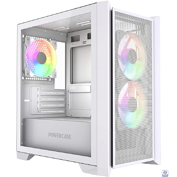 Powercase Alisio Micro Z3W ARGB V2, Tempered Glass, 3x 120mm ARGB fan, белый, mATX  (CAMZW-A3-V2)