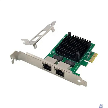 ORIENT XWT-INT225L2PE, Сетевая карта PCI-Ex1 v3.0 2xRJ45 2.5GbE NIC, Intel I225V chipset, 2.5/1 Гбит/с, 2 планки крепления (33251)