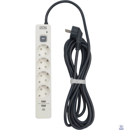 Powercom Сетевой фильтр SP-01 USB2A1CW 3.0м (розетки 4*EU+1*USB-C+2*USB-A)