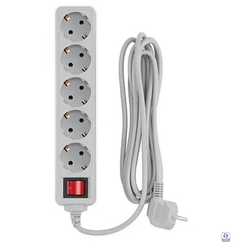 PC PET Сетевой фильтр AAP01006-3-G 3м (5 розеток, EURO, EURO/RUS), серый 