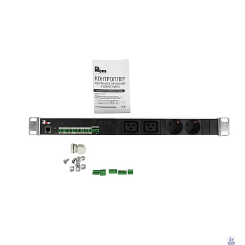 REM Упр. блок розеток с монит. Rem-MC1 2 S, 2 С19, 32A, алюм., 19", колодка R-MC1-32-2S-2C19-440-K