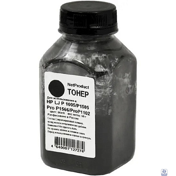 NetProduct  Тонер HP LJ P1005/P1505/ProP1566/ProP1102, Bk, 60 г, банка