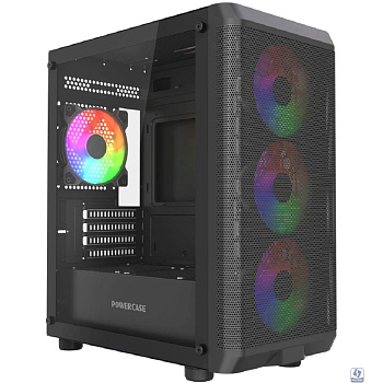 Powercase Mistral Micro EM22, Tempered Glass, 4x120mm FRGB fan, чёрный, mATX  (CMMEM22B-L4)