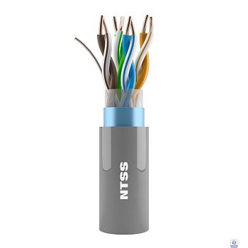 NTSS Кабель витая пара NTSS F/UTP 5e 4 пары одножильный 24AWG медь 305м внутренний нг(А)-HF (LSZH) серый NTSS-IN-FUTP4-5e-LSZH-GY