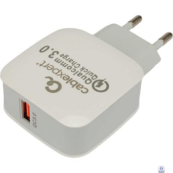 Cablexpert Зарядное устройство MP3A-PC-40 18Вт, 3А, QC3.0, 1xUSB, белый, пакет
