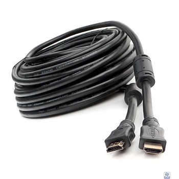 Кабель HDMI Cablexpert 19M/19M, v2.0, медь, позол.контакты, экран, 2 фер.кольца, 20м, черный, пакет (CCF2-HDMI4-20M)
